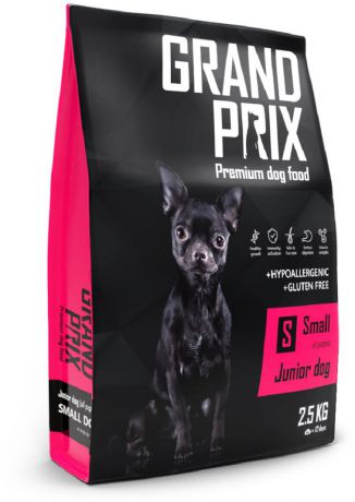 Корм сухой Grand Prix Small Junior, для щенков собак мелких пород, 2,5 кг