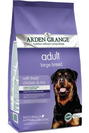 Корм сухой "Arden Grange", для взрослых собак крупных пород, 12 кг