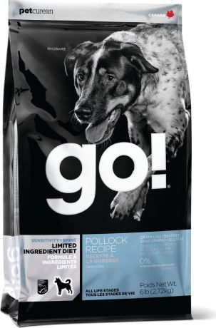 Корм сухой Go Natural, для щенков и собак с чувствительным пищеварением, беззерновой, с треской, 2,72 кг