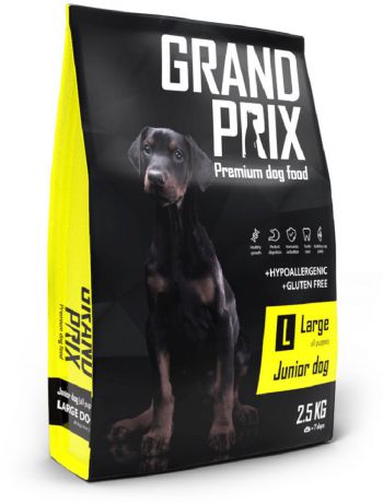 Корм сухой Grand Prix Large Junior, для щенков собак крупных пород, 2,5 кг