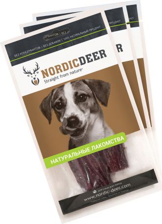 Лакомство для собак Nordic Deer "Пищевод говяжий", 4610030881188, 3 шт по 40 г