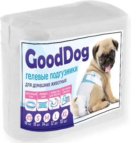 Подгузники для домашних животных Good Dog 7737, размер S (4-8 кг), 16 шт
