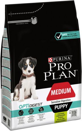 Корм сухой Pro Plan "Puppy Sensitive" для щенков средних пород с чувствительным пищеварением, ягненок с рисом, 3 кг. 12278099