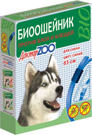 БИОошейник Доктор ZOO для собак, от блох и клещей, синий, 65 см