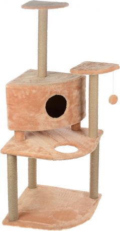 Игровой комплекс для кошек "Меридиан", с домиком и когтеточкой, цвет: в ассортименте, 55 х 55 х 140 см