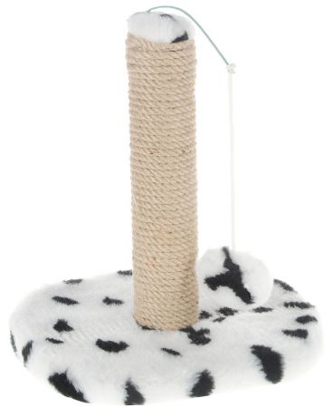 Когтеточка для котят "Меридиан", на подставке, цвет: белый, черный, бежевый, 30 х 24 х 35 см