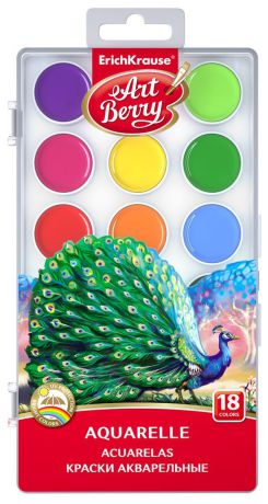 Краски акварельные ArtBerry, с уф-защитой яркости, 18 цветов
