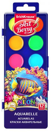 Краски акварельные ArtBerry Neon, с уф-защитой яркости, 12 цветов