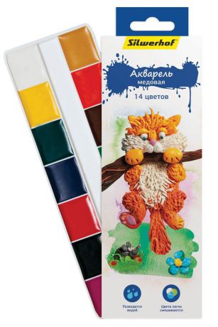 Silwerhof Акварель медовая Пластилиновая коллекция Кот 14 цветов