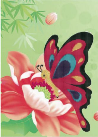 Набор для изготовления картины со стразами Цветной "Алмазная мозаика. Бабочка на цветке", 22 х 17 см