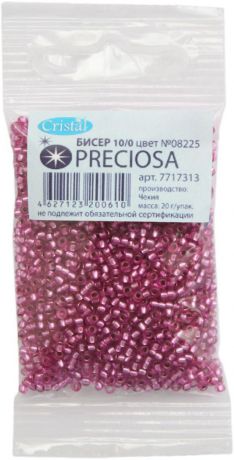 Бисер "Preciosa", глянцевый, с серебристым центром, цвет: светло-фиолетовый (08225), 10/0, 20 г