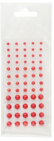 Полужемчужины клеевые "Кустарь", цвет: красный, 3-6 мм, 60 шт