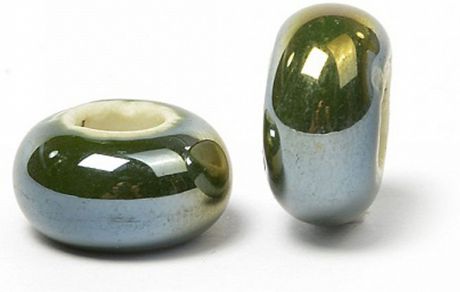 Бусины "Tesoro", керамические, цвет: зеленый, диаметр 14 мм, 2 шт