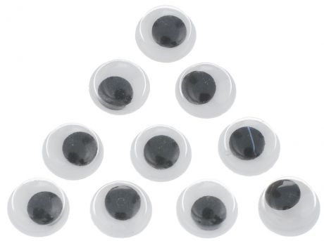 Набор декоративных украшений Heyda "Глаза круглые", на клейкой основе, цвет: белый, черный, 7 мм, 10 шт