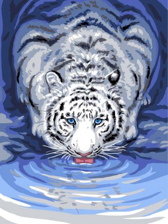 Канва с нанесенным рисунком Grafitec "Белый тигр", жесткая, для вышивания гобеленовым швом, 30 x 40 см