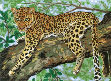 Канва с нанесенным рисунком Grafitec "Ленивый леопард", жесткая, для вышивания гобеленовым швом, 30 x 40 см