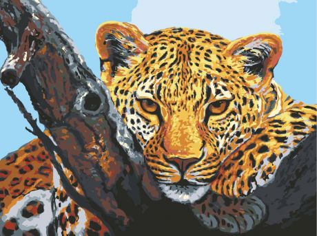Канва с нанесенным рисунком Grafitec "Взгляд леопарда", жесткая, для вышивания гобеленовым швом, 30 x 40 см