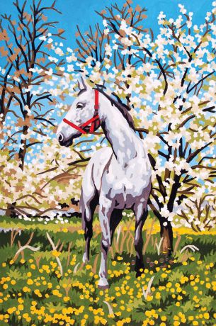 Канва с нанесенным рисунком Grafitec "Лошадь в саду", жесткая, для вышивания гобеленовым швом, 22 x 30 см