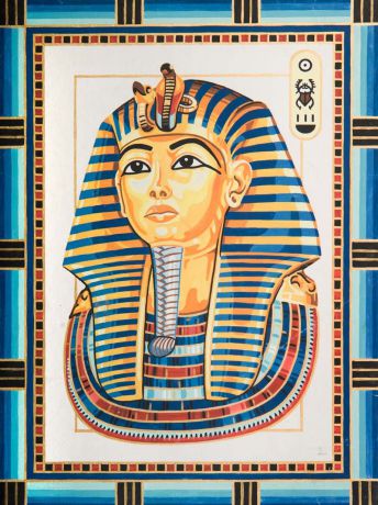Канва с нанесенным рисунком Grafitec "Король Тутанхамон", жесткая, для вышивания гобеленовым швом, 30 x 40 см