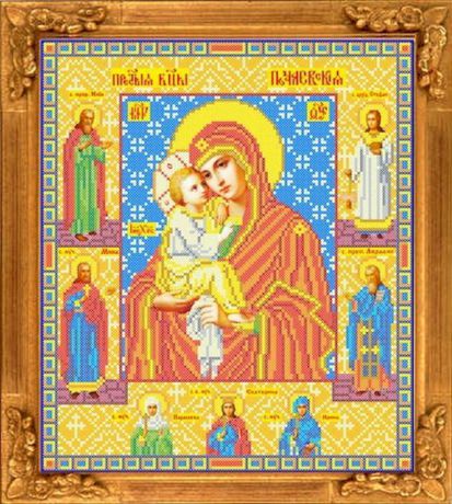 Канва с рисунком Каролинка "Почаевская икона Божией Матери", для вышивания бисером или крестом, 33 х 28,5 см