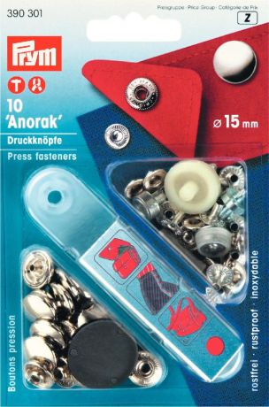 Кнопки Prym "Anorak", цвет: серебристый, диаметр 15 мм, 10 шт