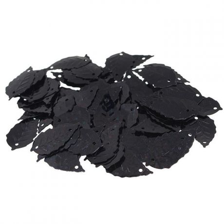 Пайетки Астра "Листочки", с голограммой, цвет: черный (А50), 15 мм х 25 мм, 10 г. 7700478_А50