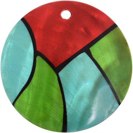 Подвеска декоративная Астра "Круг", цвет: зеленый, красный, голубой, размер: 60 x 60 х 3 мм, 1 шт