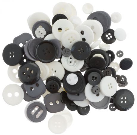 Пуговицы декоративные Magic Buttons "Палитра", цвет: черный, белый, серый, 100 г