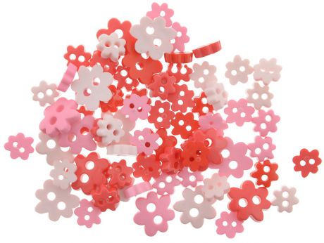 Пуговицы декоративные Magic Buttons "Цветы", цвет: красный, розовый, светло-розовый, 5 г