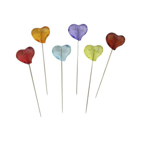 Булавки декоративные "Астра", с цветными сердечками, 6 шт. H17-L1373