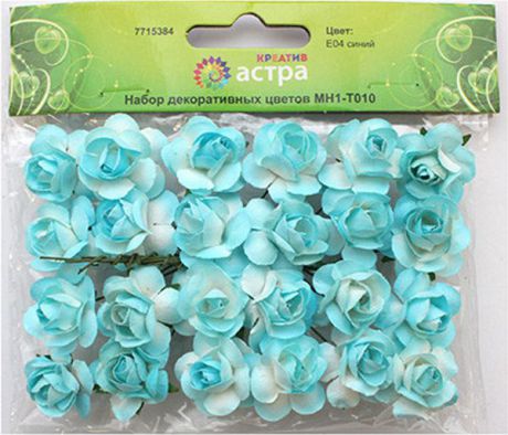 Набор декоративных цветов "Астра", цвет: синий, 2 х 2 см, 24 шт