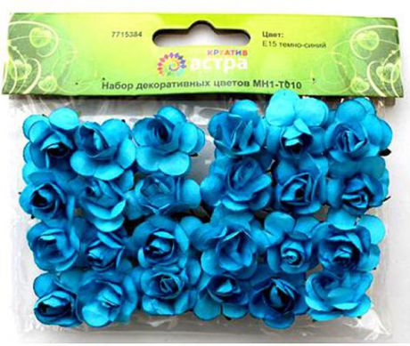Набор декоративных цветов "Астра", цвет: темно-синий, 2 х 2 см, 24 шт