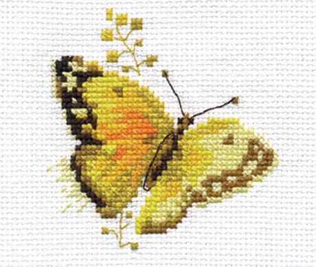 Набор для вышивания крестом Алиса "Яркие бабочки. Желтая", 9 х 8 см