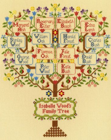 Набор для вышивания крестом Bothy Threads "Традиционное семейное дерево", 30 x 36 см