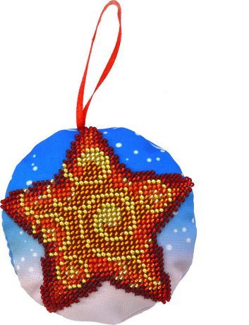 Набор для вышивания бисером Созвездие "Новогодняя игрушка. Звездочка", 8,5 х 8,5 см