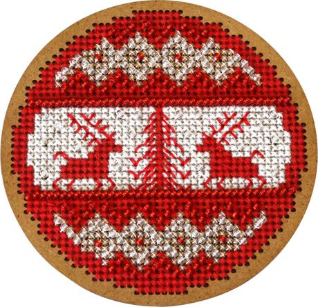 Набор для вышивания крестом Созвездие "Новогодняя игрушка. Скандинавский узор", 8,5 х 8,5 см
