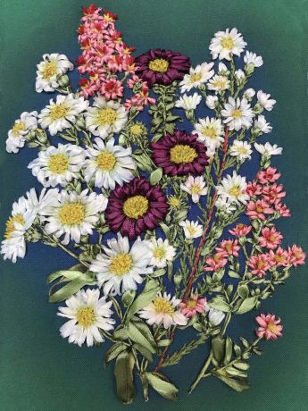 Набор для вышивания лентами Каролинка "Полевые цветы", 18,5 х 25,5 см