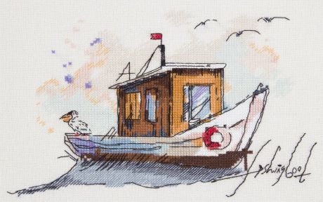 Набор для вышивания крестом Panna "Рыбацкая лодка",  25 x 18 см