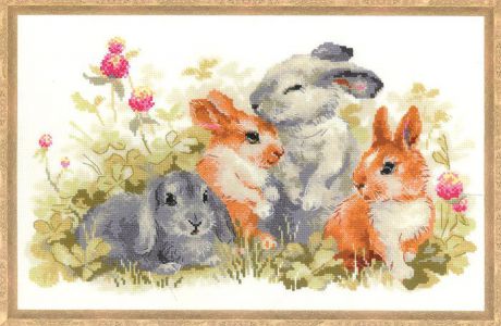 Набор для вышивания Riolis "Забавные крольчата", 40 см х 25 см
