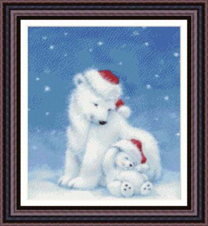 Набор для вышивания крестом Kustomkrafts "Рождество полярных медведей", 28 х 35 см