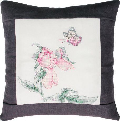 Набор для вышивания подушки Luca-S "Цветок и бабочка", 40 х 40 см. PB105