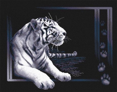 Набор для вышивания крестом Panna "Белый тигр", 40 х 32 см