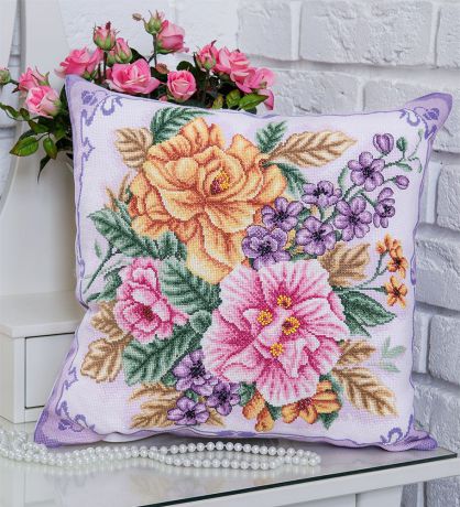 Набор для вышивания подушки Panna "Распустились цветы", 40,5 x 40,5 см