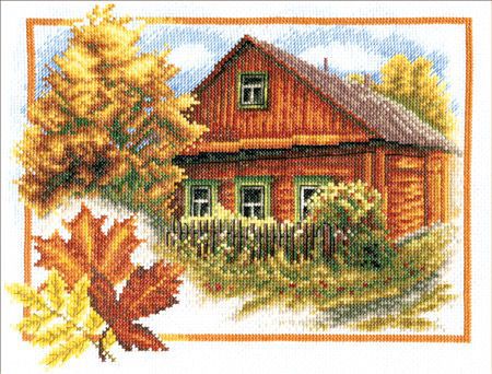 Набор для вышивания крестом Panna "Осень в деревне", 26 x 20 см