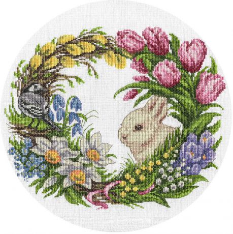 Набор для вышивания крестом Panna "Весенний венок", 28 x 28 см