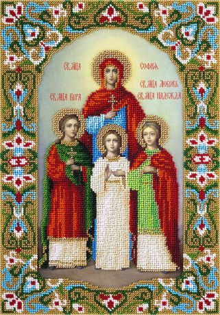 Набор для вышивания бисером Panna "Икона Святых мучениц Веры, Надежды, Любови и матери их Софии", 23 x 32 см