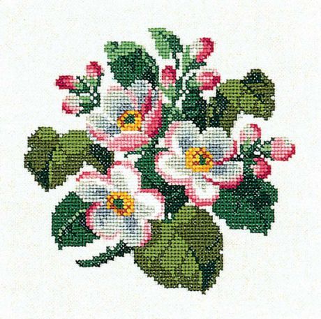 Набор для вышивания крестом Eva Rosenstand "Цветы яблони", 25 х 25 см