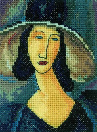 Набор для вышивания крестом RTO "Портрет женщины в шляпе", 10 х 13 см