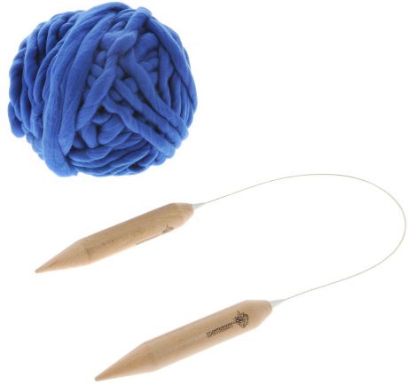 Набор для вязания из толстой пряжи Knitberry "Шапка с помпоном", цвет: синий