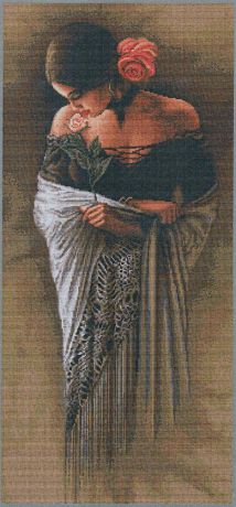 Набор для вышивания гобеленовым швом Luca-S "Испанка с цветком", 18 х 39,5 см